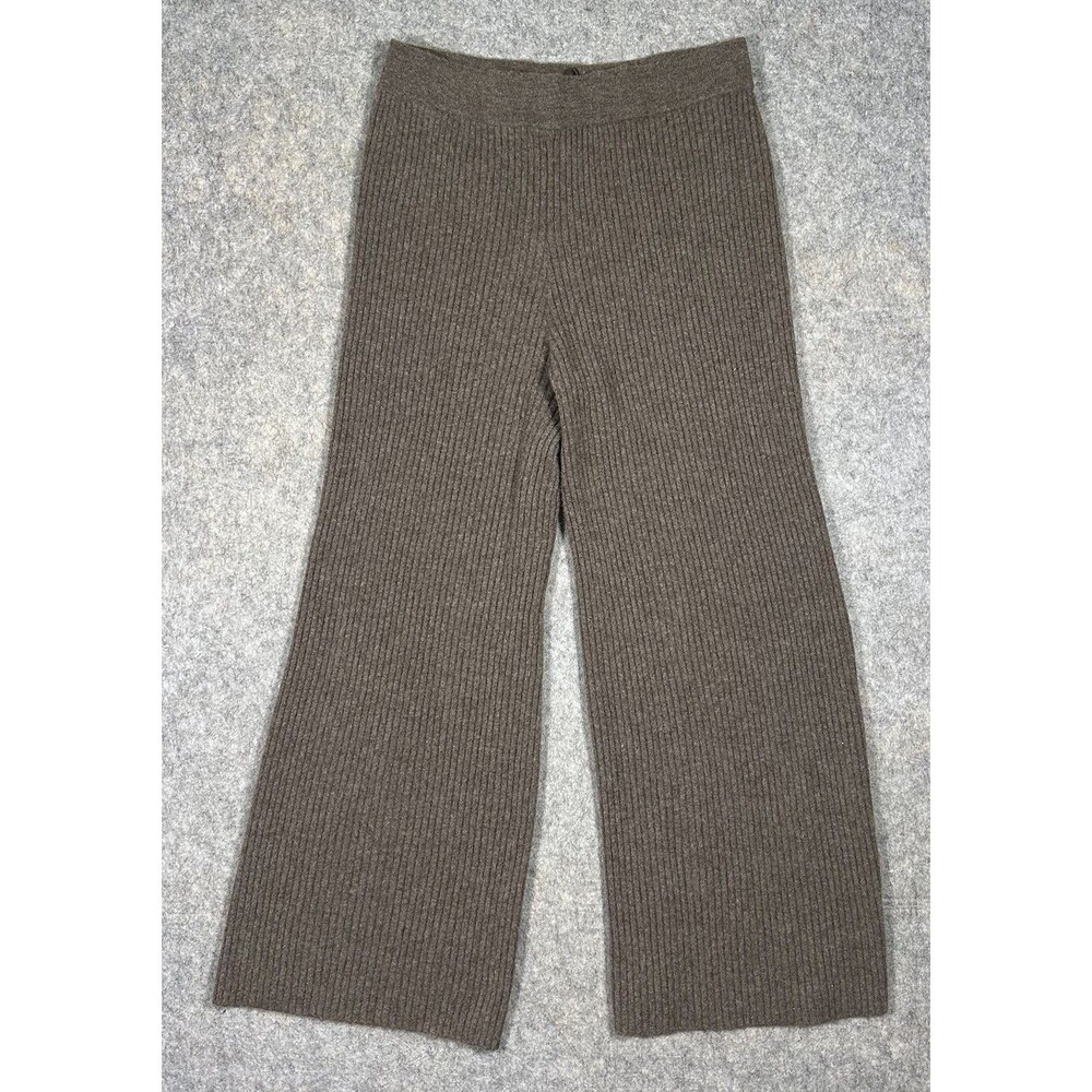 Nap Loungewear Cashmere Knit Ribbed Pants Womens M Brown Gray Flare Comfort READ